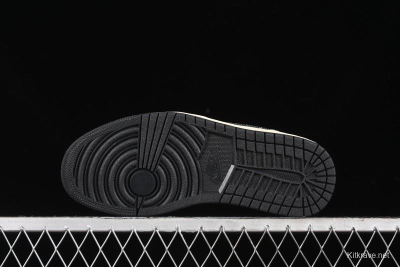 Nike Air Jordan 1 Low "Coconut Milk Black" Casual Basketball Shoes with Team Gold Accents - HQ3437-101