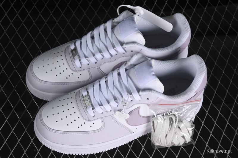 Nike Air Force 1 '07 Low Casual Sneakers with Anime-Inspired Light Gray Purple Spray Paint Design - DY8899-004