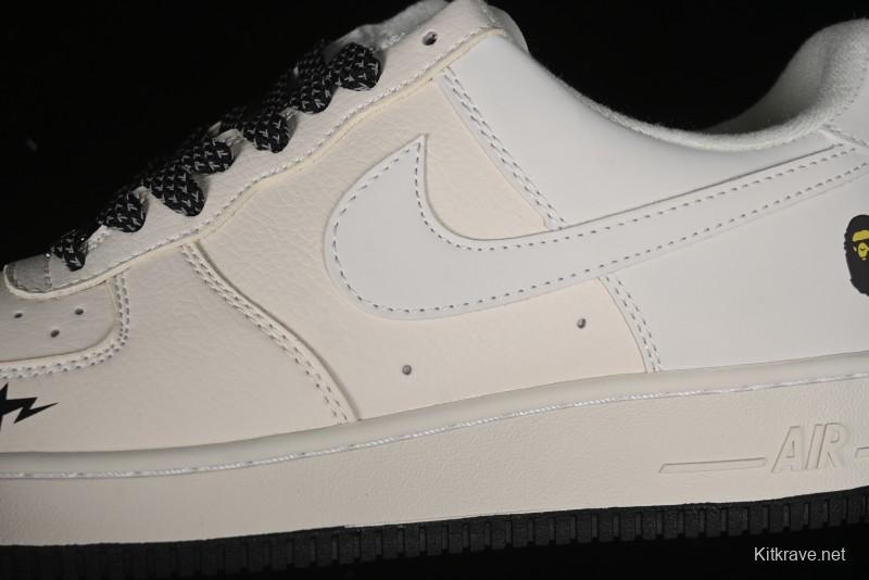 Nike Air Force 1 '07 Low Bape Collaboration - Black Beige Starry Sky Low Top Casual Sneakers - FG6688-103