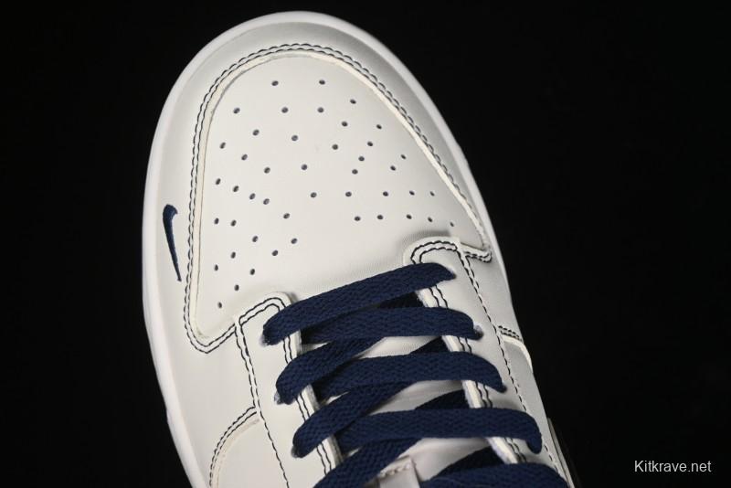 Nike SB Dunk Low OFF-WHITE Collaboration - Beige Navy Swoosh Anniversary Custom Low-Top Casual Skate Shoes - DJ2024-011