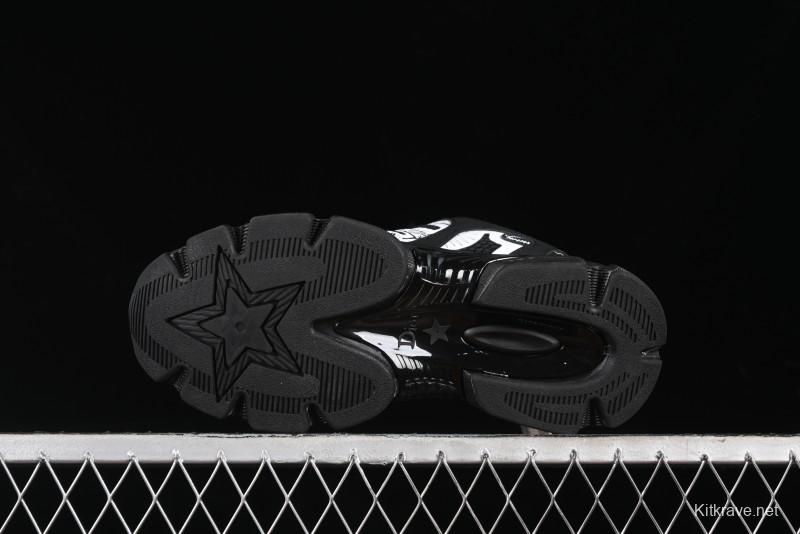 Dior Chrono Round Toe Lace-Up Lifestyle Casual Running Sneakers - 6865 BLACK WHITE