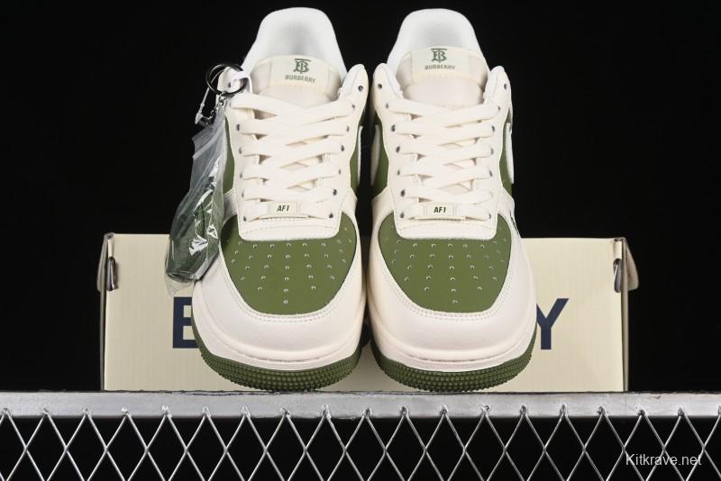 Nike Air Force 1 '07 Low Burberry Collaboration - Off White Mint Green Low Top Casual Sneakers - BB8588-221