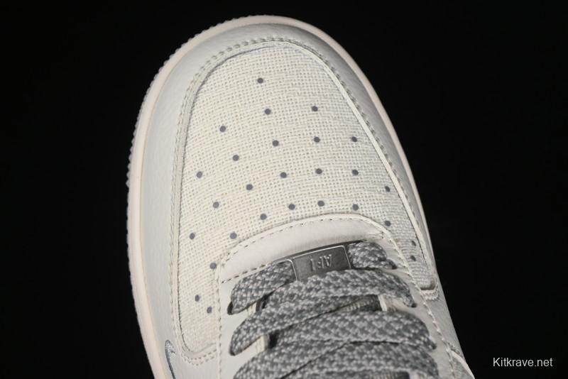Nike Air Force 1 '07 Low Gucci Collaboration - Beige Grey Linen Casual Sneakers - XZ3398-688
