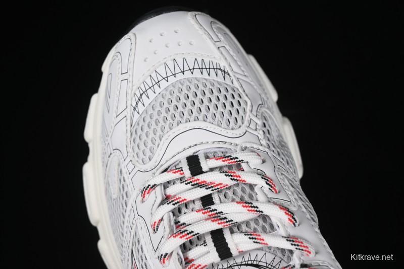 Dior Chrono Round Toe Lace-Up Lifestyle Casual Running Sneakers - 19W WHITE RED