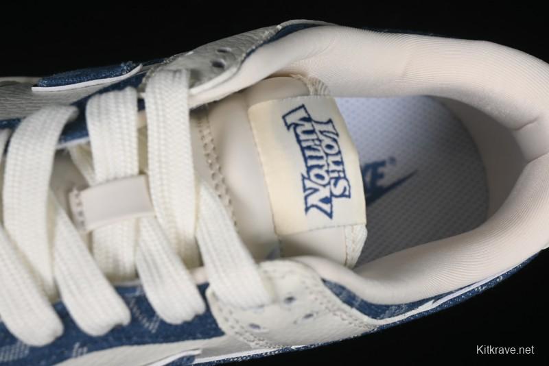 Nike SB Dunk Low LV Collaboration - Light Blue Denim Hook Anniversary High-End Custom Low-Top Casual Skate Shoes - JH8310-955