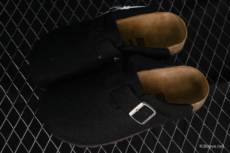 Birkenstock Half Open Toe Sandals with Smokeless Coal Wool Upper - G.D4