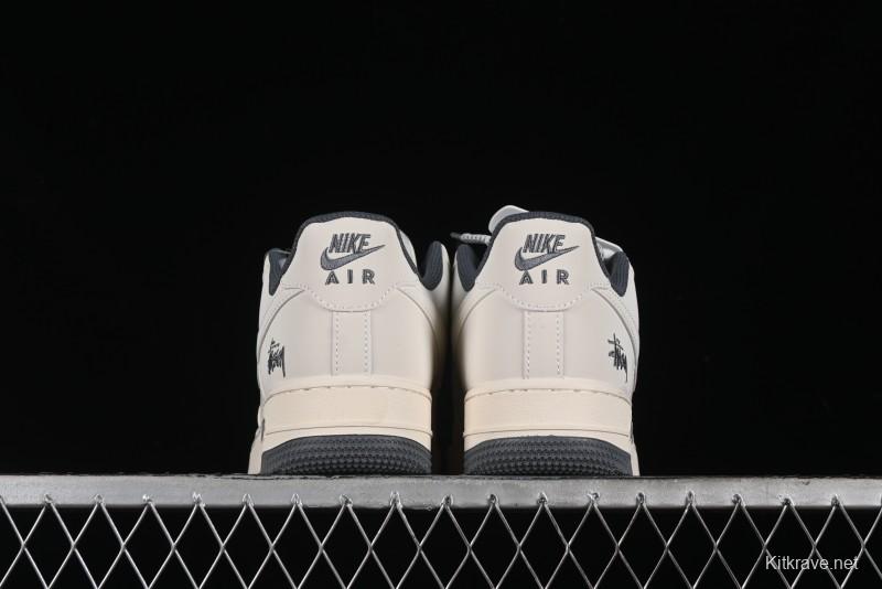 Nike Air Force 1 '07 Low Stussy Collaboration - Light Grey Double Swoosh Casual Sneakers - XZ6188-012