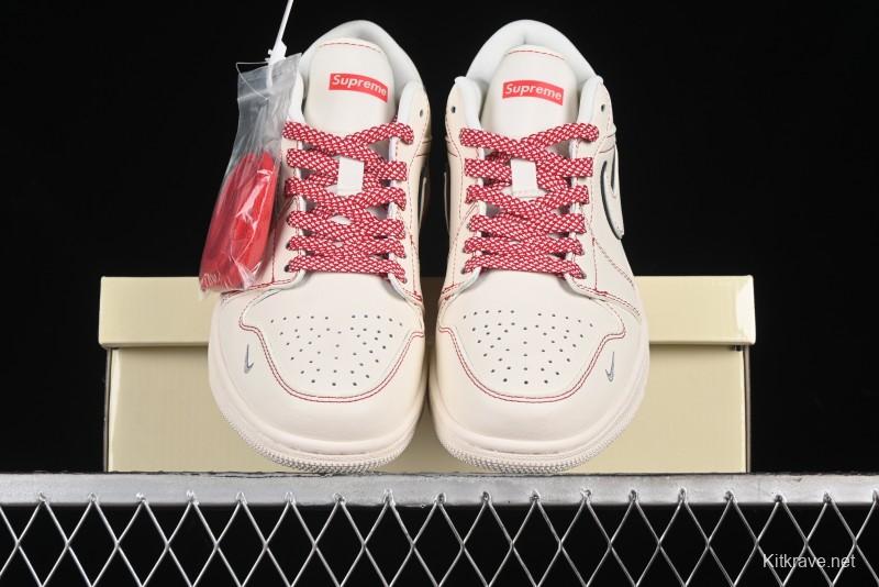 Nike Air Jordan 1 Low AJ1 Supreme Collaboration - Red Rabbit Retro Basketball Shoes - SJ9950-025
