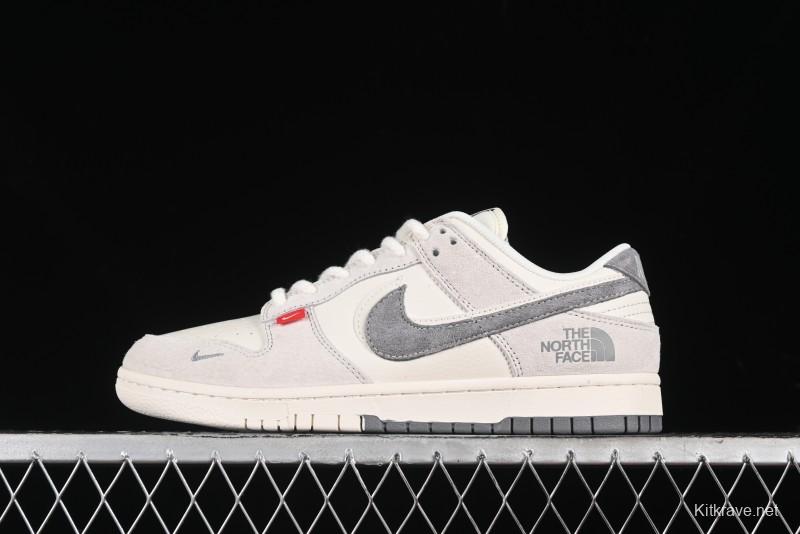 Nike SB Dunk Low The North Face Collaboration - Grey Pigskin Navy Swoosh Anniversary Custom Low-Top Casual Skate Shoes - SJ1089-009