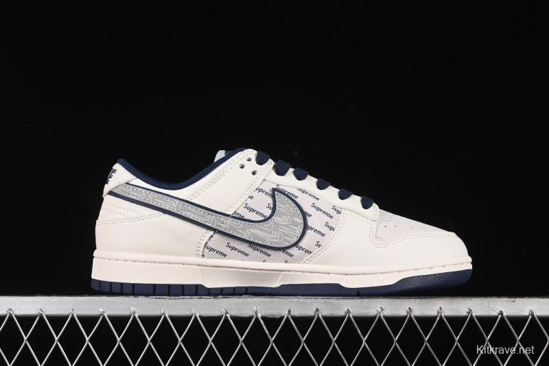 Nike SB Dunk Low Supreme Collaboration - Off-White Double Swoosh Anniversary Custom Low-Top Casual Sneakers - XX2025-288