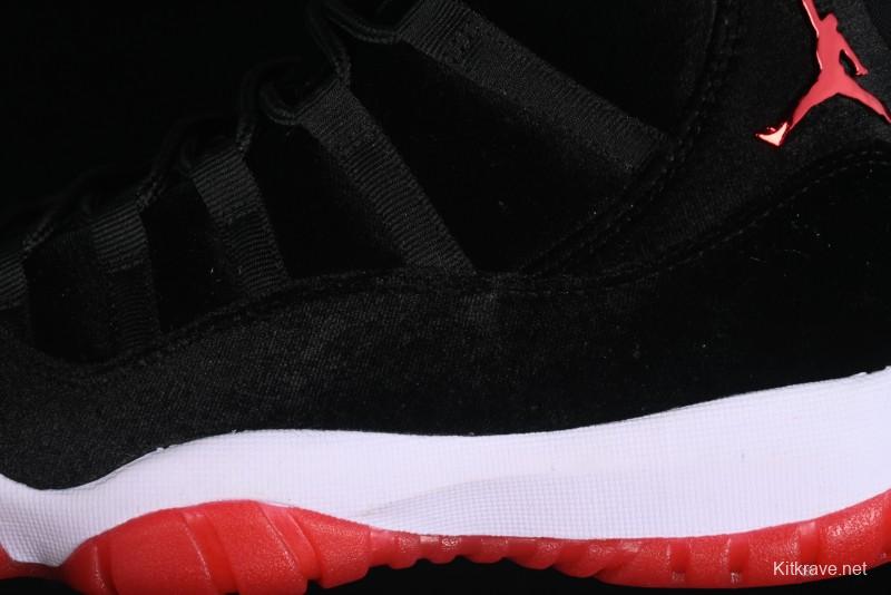Nike Air Jordan 11 Retro "Bred Velvet" Basketball Shoes with Velvet Overlay - DB5457-061