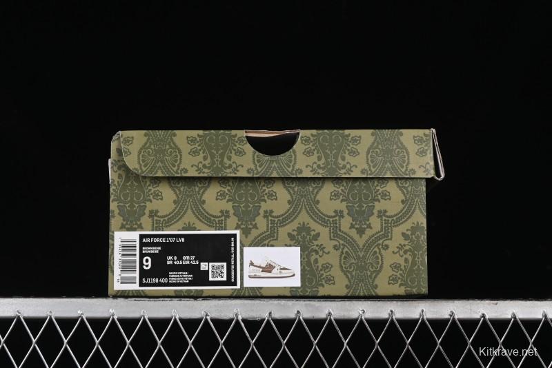 Nike Air Force 1 '07 Low Gucci Collaboration - Brown Coffee Drawstring Low-Top Casual Sneakers - SJ1198-400