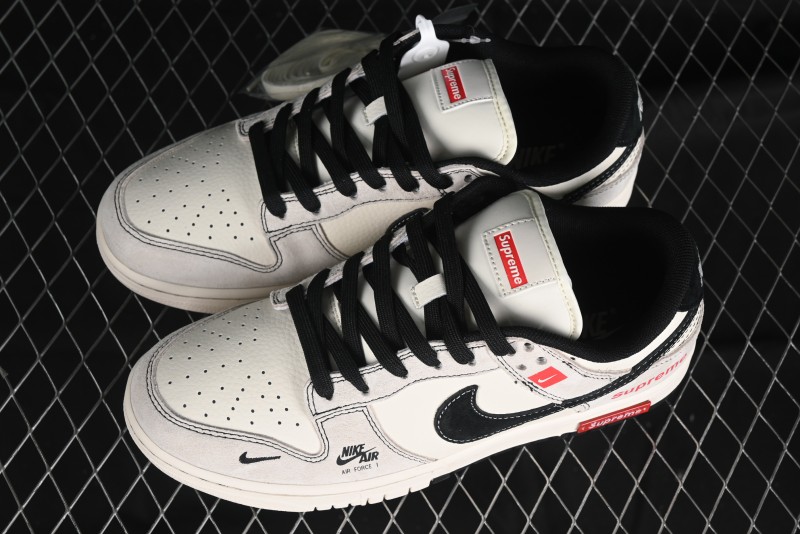 Nike SB Dunk Low SUP Collaboration - Gray White Black Swoosh Anniversary High-End Custom Low-Top Casual Skate Shoes - MM1089-019