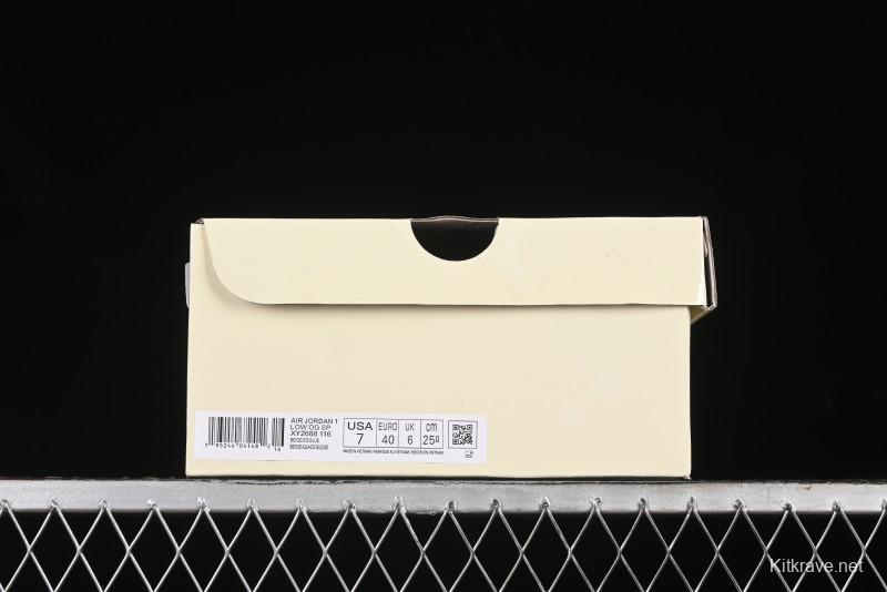 Nike Travis Scott x Fragment Design x Air Jordan 1 Low OG SP AJ1 Supreme Collaboration - White Blue Lettering Low Top Casual Sneakers - XY2688-116