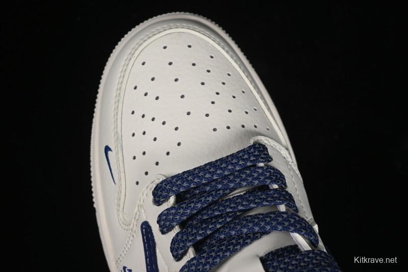 Nike Travis Scott x Fragment Design x Air Jordan 1 Low OG SP AJ1 Supreme Stussy Collaboration - Suede Blue Swoosh Low-Top Casual Sneakers - SJ2068-127