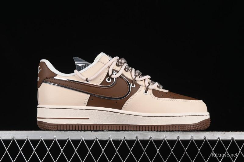 Nike Air Force 1 '07 Low Gucci Collaboration - Brown Coffee Drawstring Low-Top Casual Sneakers - SJ1198-400
