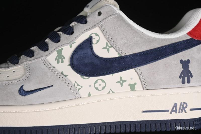 Nike Air Force 1 '07 Low Violent Bear Collaboration - Grey Blue Print Low-Top Casual Sneakers - SJ9188-001