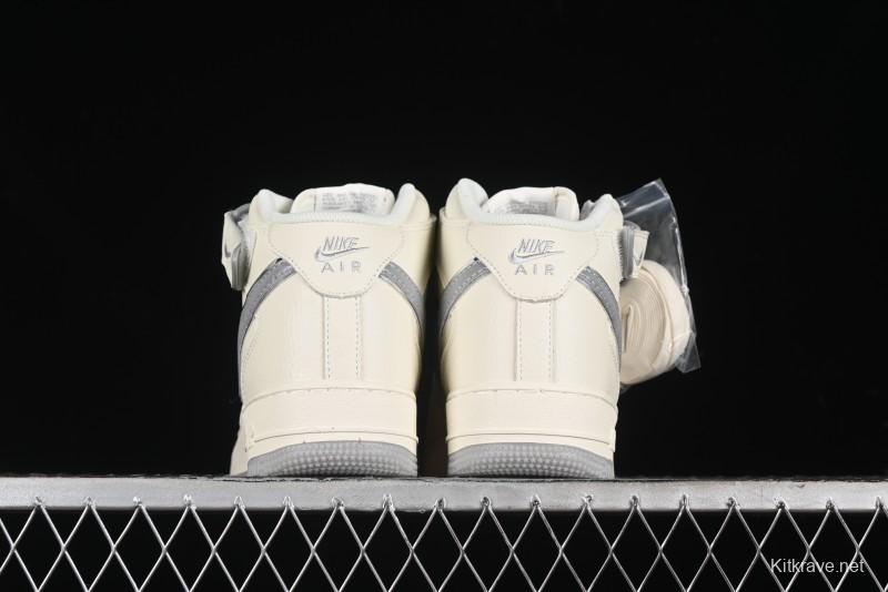 Nike Air Force 1 '07 Mid Casual Sneakers in Light Grey with 3M Reflective Details and Crystal Outsole - XL0236-232