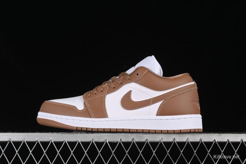 Nike Air Jordan 1 Low AJ1 White Tan Low-Top Casual Sneakers - DC0774-202