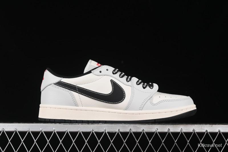 Nike Travis Scott x Fragment Design x Air Jordan 1 Low OG SP AJ1 Supreme Collaboration - Mist Blue Low-top Casual Sneakers - SJ2068-119