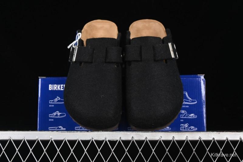 Birkenstock Half Open Toe Sandals with Smokeless Coal Wool Upper - G.D4