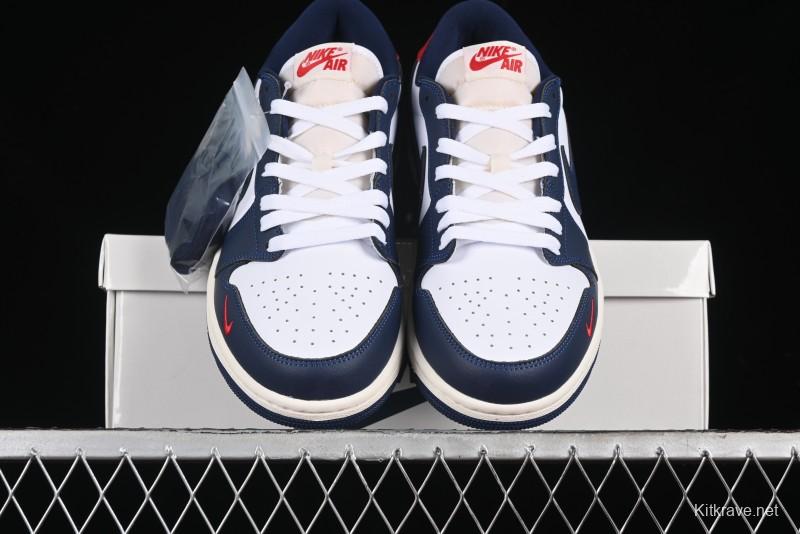 Nike Air Jordan 1 Low OG "Howard University" Casual Sneakers with Blue Toe and Red Heel - HQ2993-100