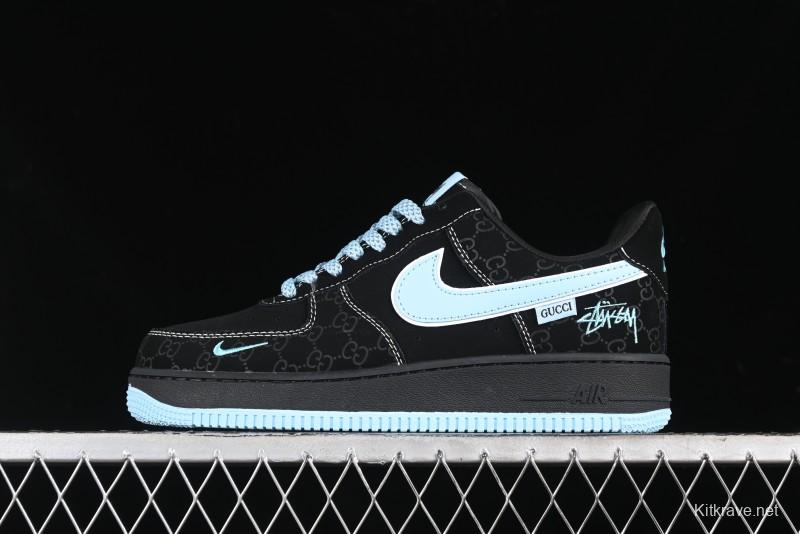 Nike Air Force 1 '07 Low Stussy Collaboration - Black Tiffany Low-Top Casual Sneakers - KK1988-008