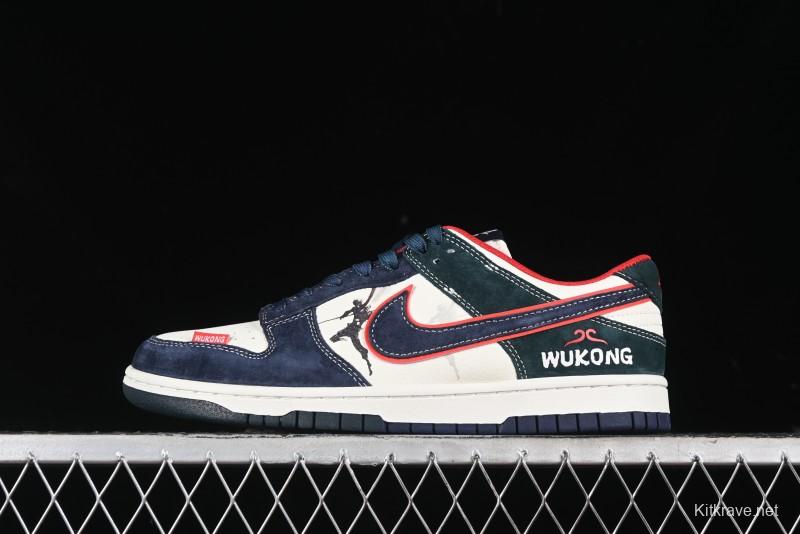 Nike SB Dunk Low Wukong Series - Beige with Navy Swoosh Anniversary Customized Low-Top Casual Skate Shoes - DJ2024-035
