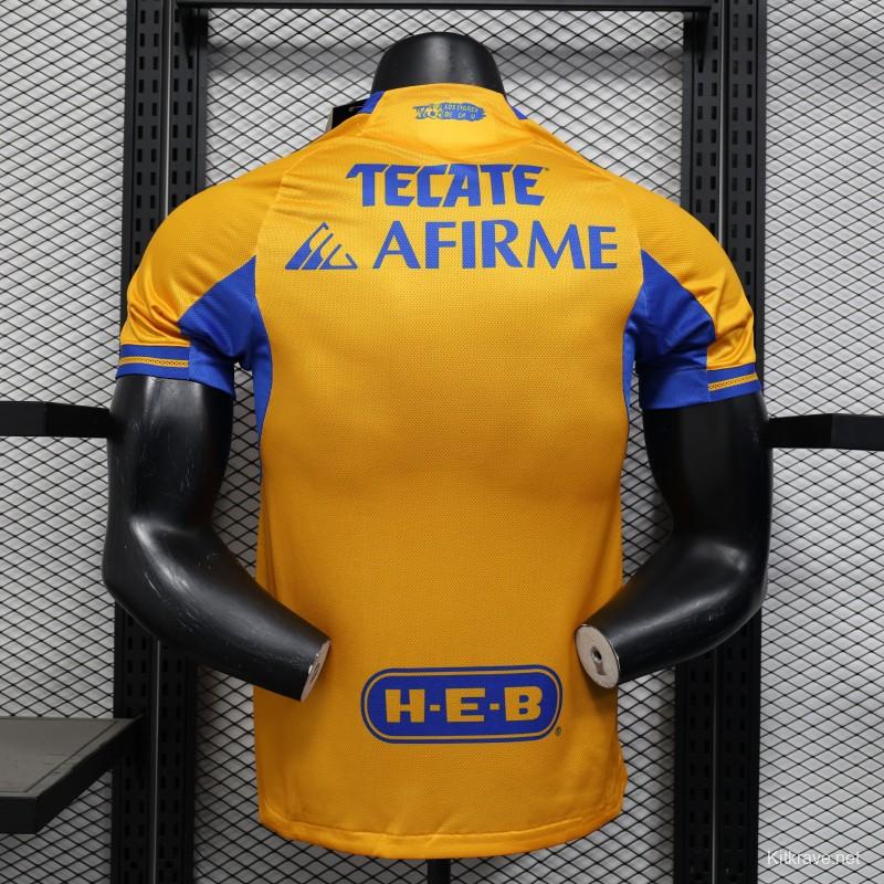 Player Version 25/26 Tigres UANL Home Yellow with Blue Stripes Jersey