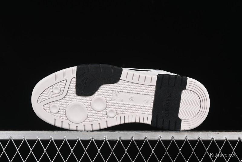 Off-White Out Of Office Low-Top Fashion Sneakers in White Black - AJD4
