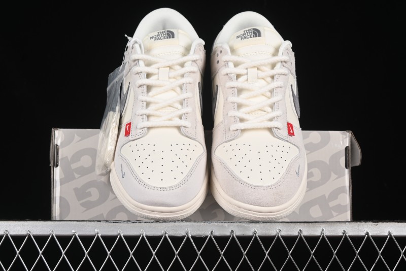 Nike SB Dunk Low The North Face Collaboration - Grey Pigskin Navy Swoosh Anniversary Custom Low-Top Casual Skate Shoes - SJ1089-009