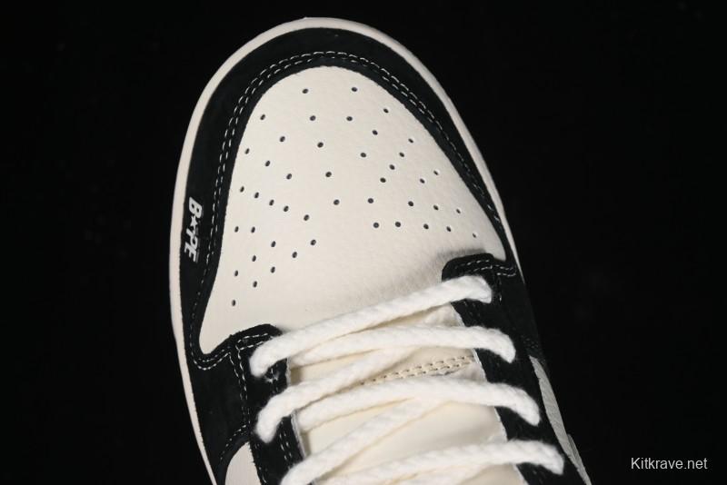 Nike SB Dunk Low Stussy Collaboration - Black White Marking Line Anniversary High-End Custom Low-Top Casual Sneakers - BB9898-008
