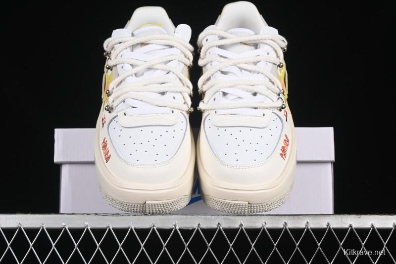 Nike Air Force 1 Fontanka Custom Graffiti Low-Top Casual Sneakers with Deconstructed Dual Laces - DV6984-001