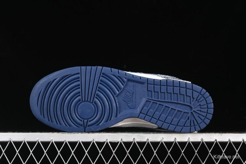 Nike SB Dunk Low LV Collaboration - Dark Blue Denim White Blue Swoosh Anniversary High-End Custom Low-Top Casual Sneakers - DJ2024-008