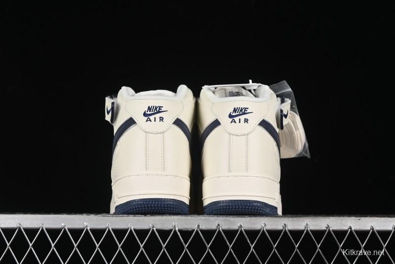 Nike Air Force 1 '07 Mid Deep Blue Two-Tone Sole Mid-Top Casual Sneakers with Reflective Stars - XL0236-233