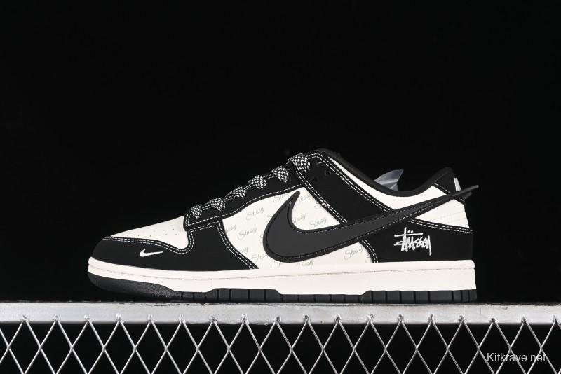 Nike SB Dunk Low x AMBUSH x Stussy Collaboration - Black Stitch Anniversary Custom Low-Top Casual Sneakers - XX2025-358