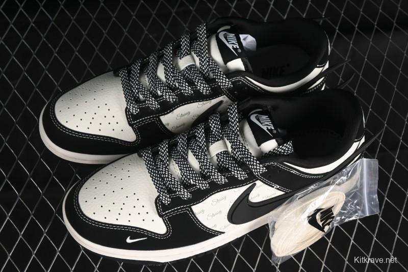 Nike SB Dunk Low x AMBUSH x Stussy Collaboration - Black Stitch Anniversary Custom Low-Top Casual Sneakers - XX2025-358