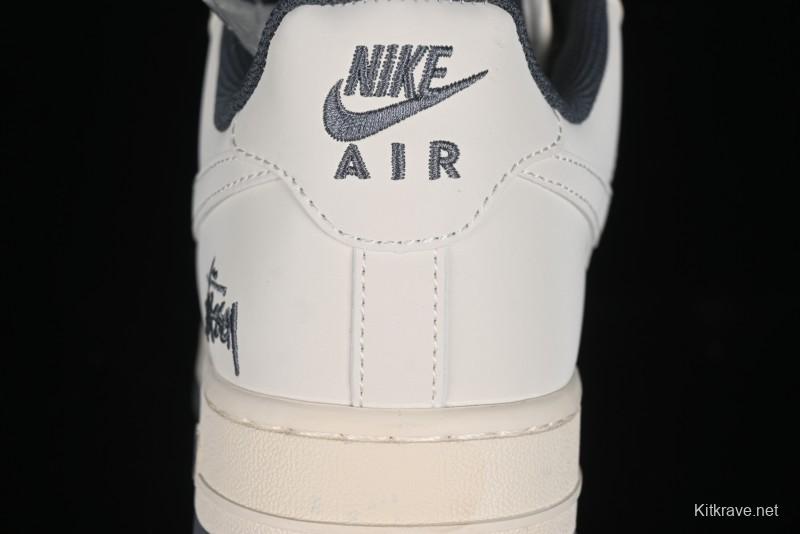 Nike Air Force 1 '07 Low Stussy Collaboration - Light Grey Double Swoosh Casual Sneakers - XZ6188-012