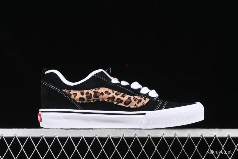 Vans Classics Knu Skool Sneakers with Leopard Print Logo in Black - VN000D2GBA2