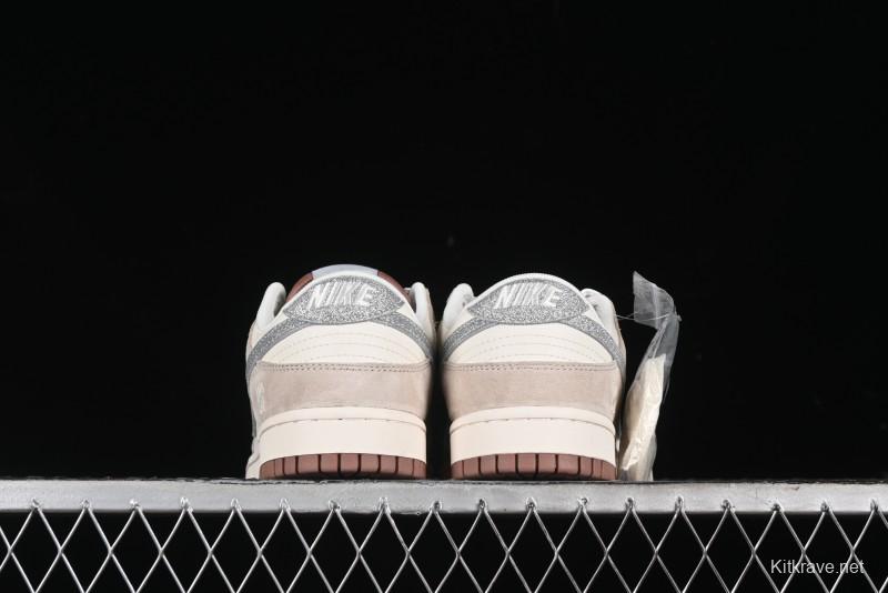 Nike SB Dunk Low UN Collaboration - Light Brown with Silver Swoosh Anniversary High-End Custom Low-Top Casual Sneakers - CF3688-013