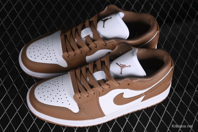 Nike Air Jordan 1 Low AJ1 White Tan Low Top Casual Sneakers - DC0774-202