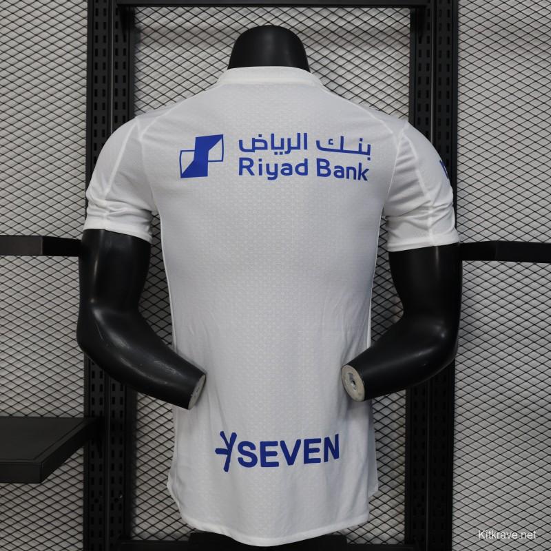 Player Version 25/26 Al-Hilal Away White with Blue Details and SAVVY Games Group Sponsor Jersey