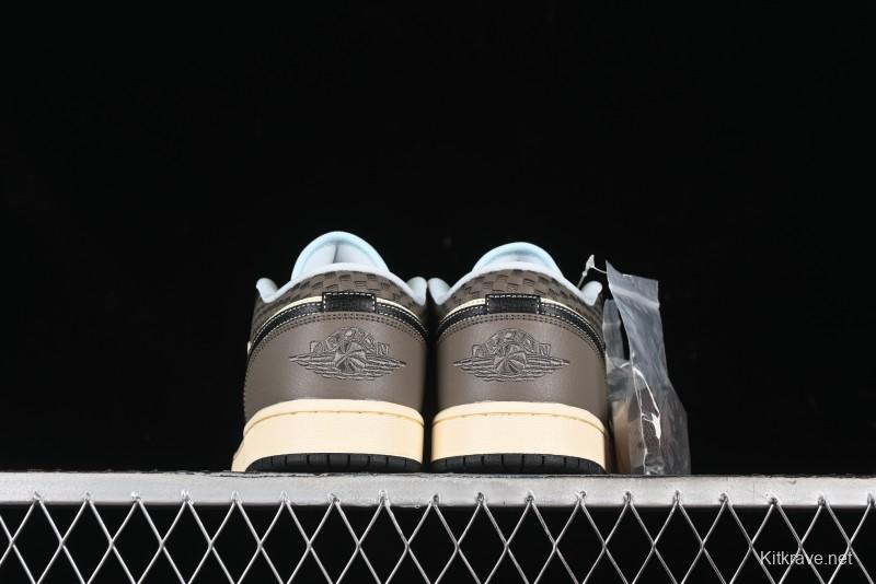 Nike Air Jordan 1 Low "Coconut Milk Black" Casual Basketball Shoes with Contrast Swoosh - HQ3437-101