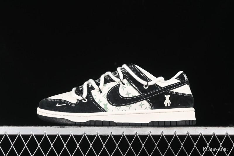 Nike SB Dunk Low Violent Bear Series - Lace-Up Beige with Black Swoosh Anniversary High-End Customized Low-Top Casual Skate Shoes - SJ2068-290