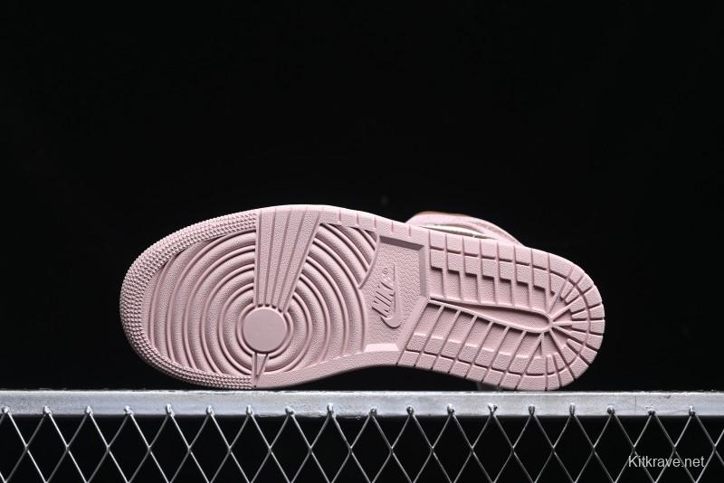 Nike Air Jordan 1 Mid AJ1 Basketball Shoes in Khaki Pink - BQ6472-620