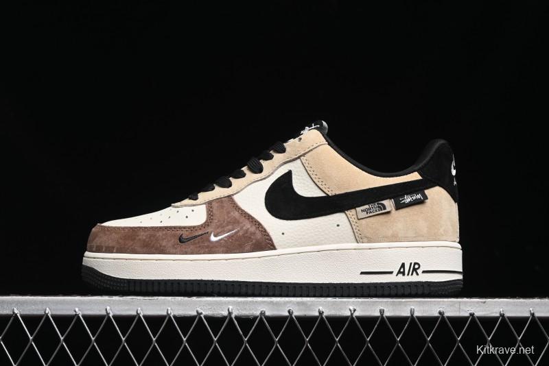 Nike Air Force 1 '07 Low The North Face x Stussy Collaboration - Black Brown Coffee Casual Sneakers - KK1988-018