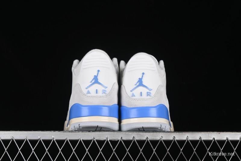 Nike Air Jordan 3 Retro "Lucky Shorts" Basketball Shoes with University Blue and White Colorway - CT8532-101