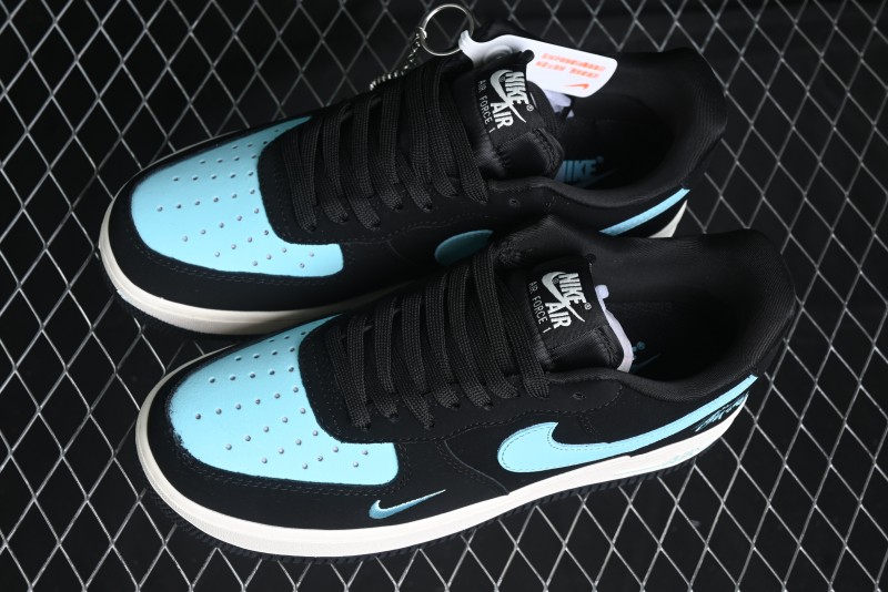 Nike Air Force 1 '07 Low Stussy Collaboration - Black Tiffany Low-Top Casual Sneakers - KK1988-030
