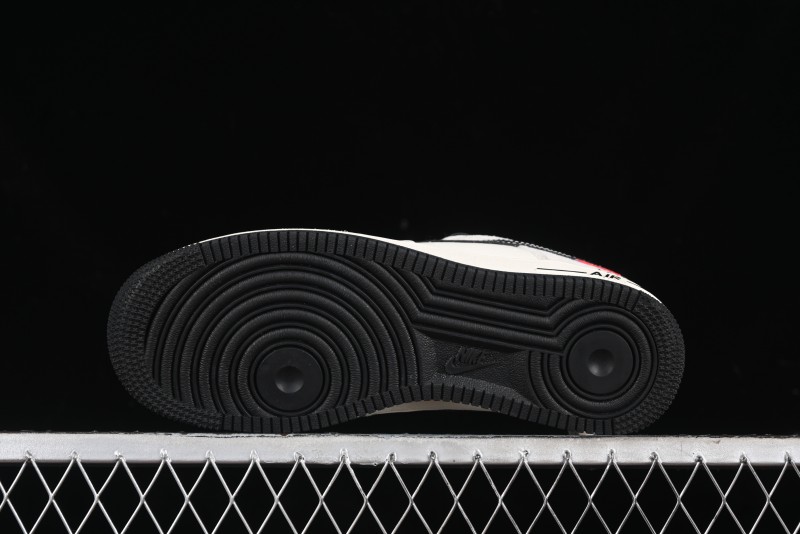 Nike Air Force 1 '07 Low Supreme Stussy Collaboration - Black Grey Red Label Low-Top Casual Sneakers - XZ6188-115