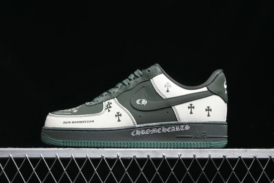 Nike Air Force 1 '07 Low Chrome Hearts Collaboration - Moss Green White Low-Top Casual Sneakers - KK1988-029
